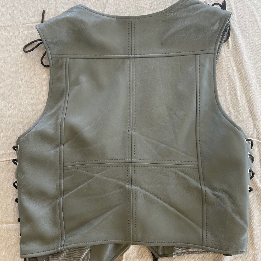 Gray leather vest